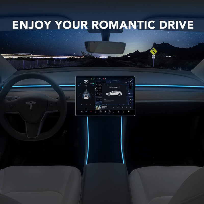  RGB Interior LED Strip Lights with App Controller or  Tesla Model 3 Model Y 