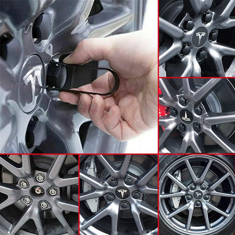 Tesla Model 3 Y S X Wheel Cap Kit Center Cap Lug Nut Cover (4 Hub Center Cap + 20 Lug Nut Cover) Silver Tesla Accessories